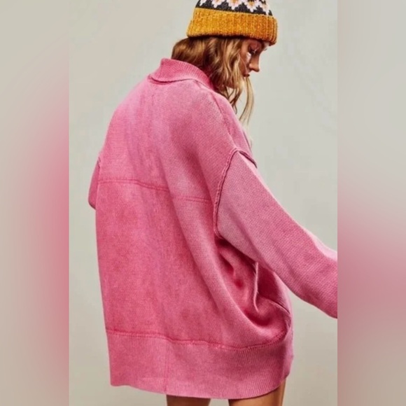 NWOT - Free People - Chamomile Cardi - Washed Raspberry - Large - Picture 3 of 7